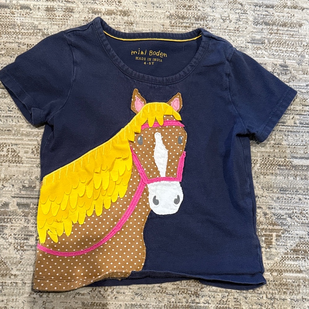 Mini Boden Blue T-Shirt with Horse Design